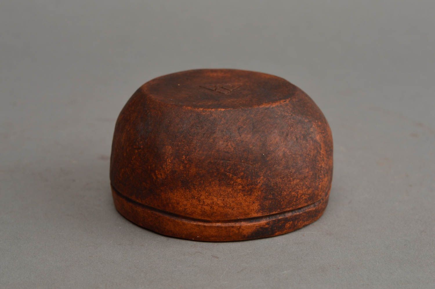 Petit bol en argile marron fait main vaisselle originale ethnique décorative photo 4