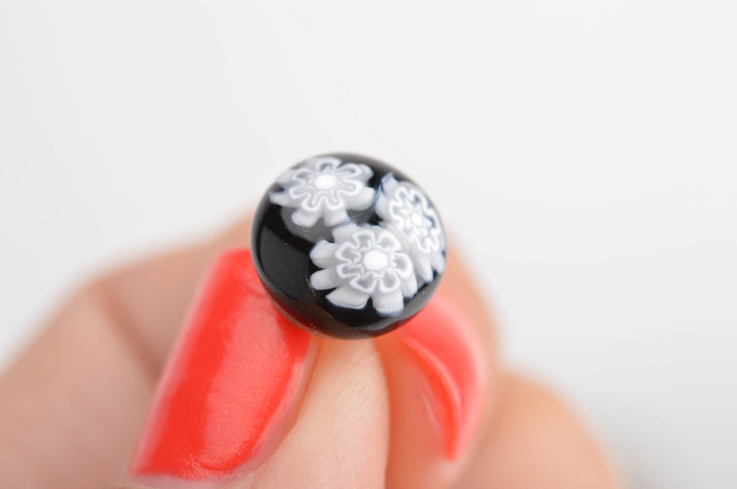 Beautiful black handmade designer millefiori glass earrings with silver fittings photo 3