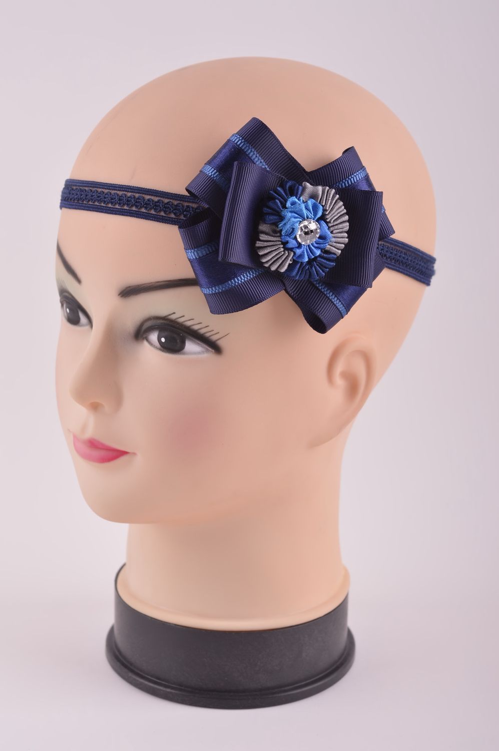 Аксессуар для волос хэнд мэйд полоска для волос ободок на голову синий фото 2