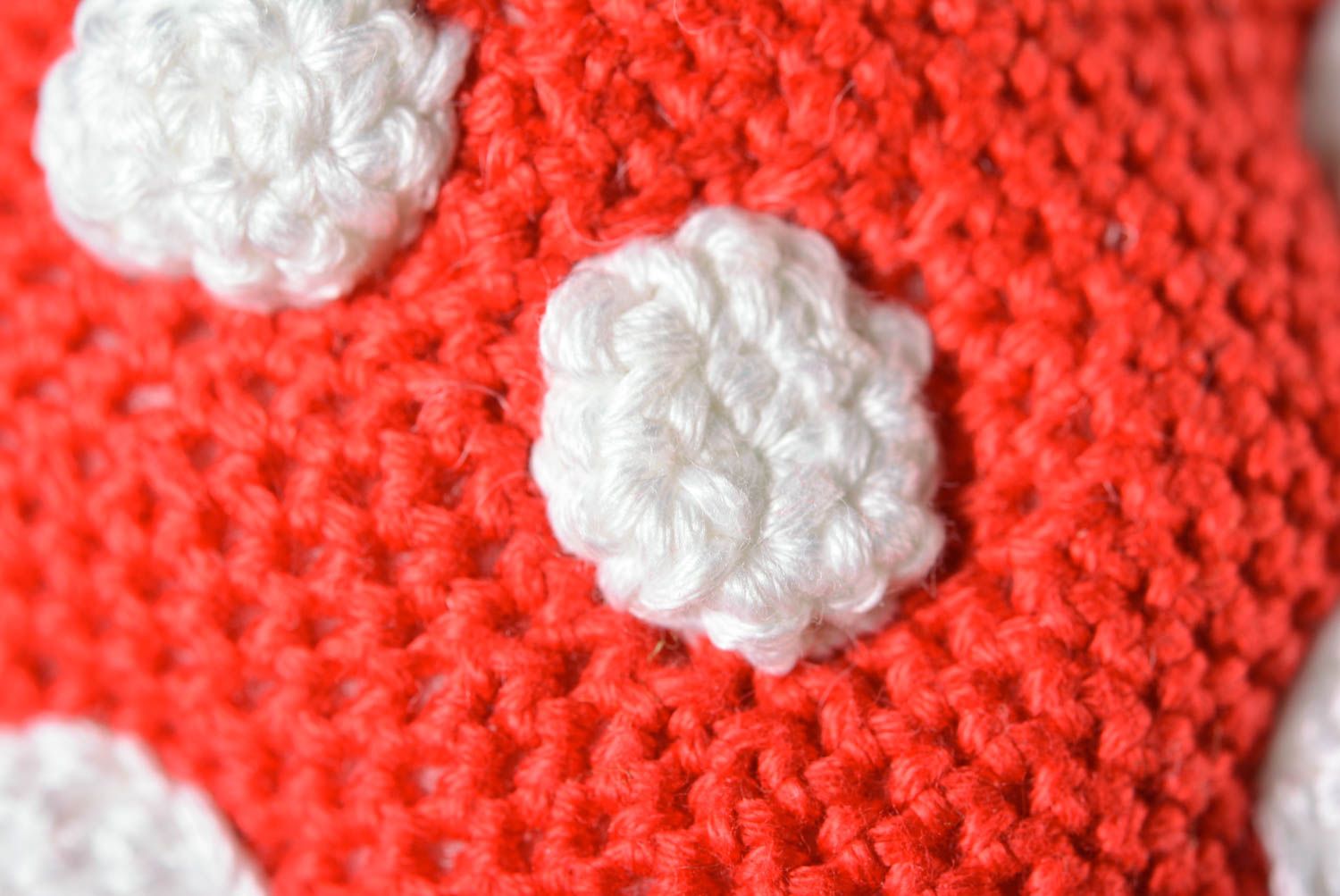Hochet bébé fait main Jouet champignon tricot coton au crochet Jouet pour bébé photo 2