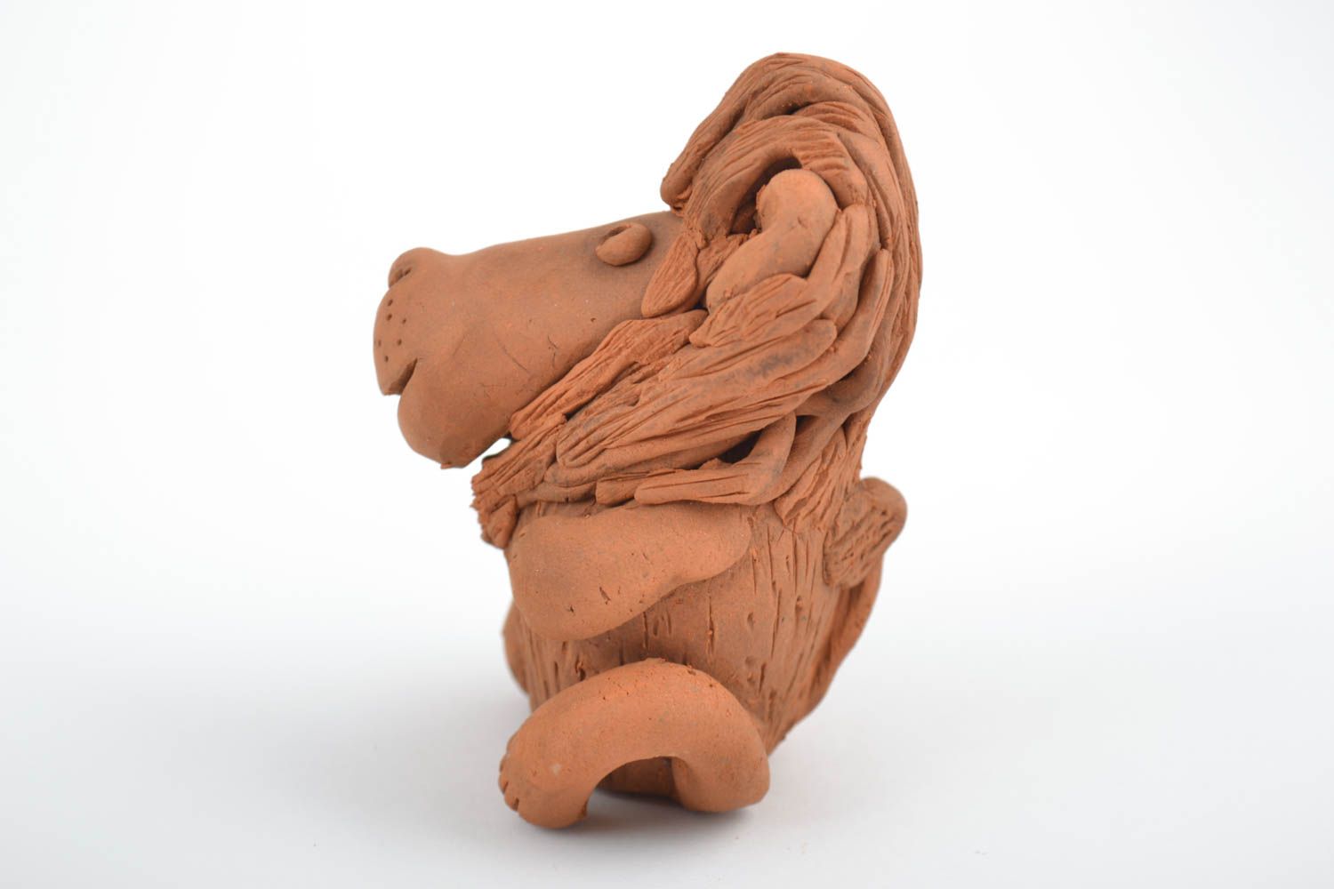 Figurine décorative fait main Statuette ethnique Cadeau original Lion céramique photo 5