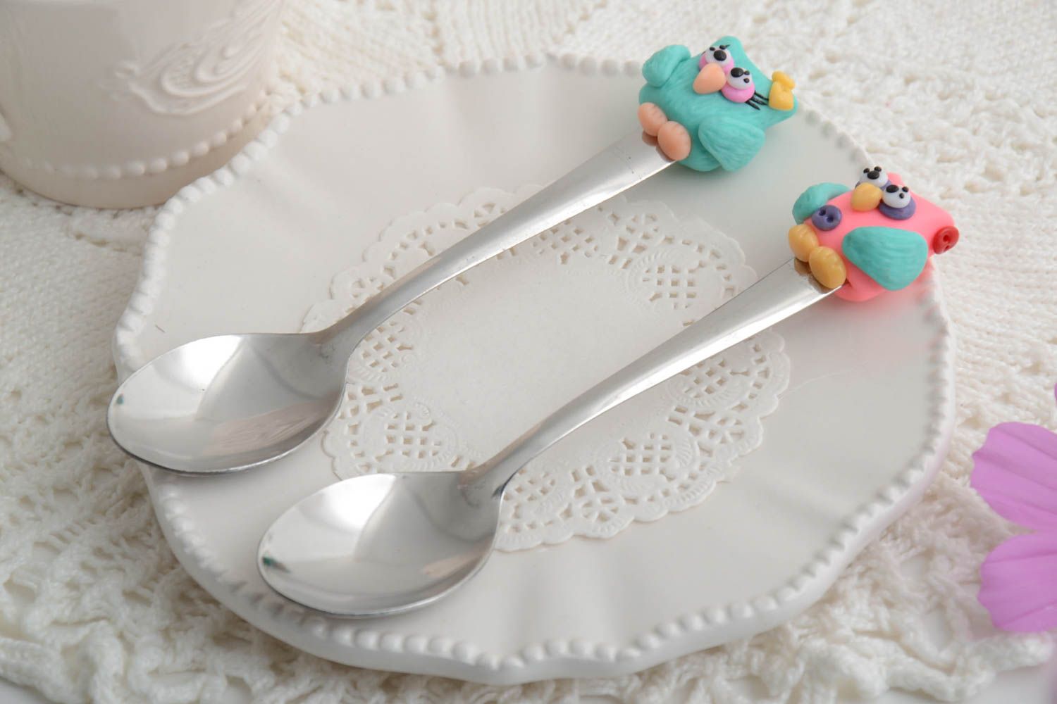 Spoons with polymer clay handmade cutlery stylish interior cutlery for kids photo 1