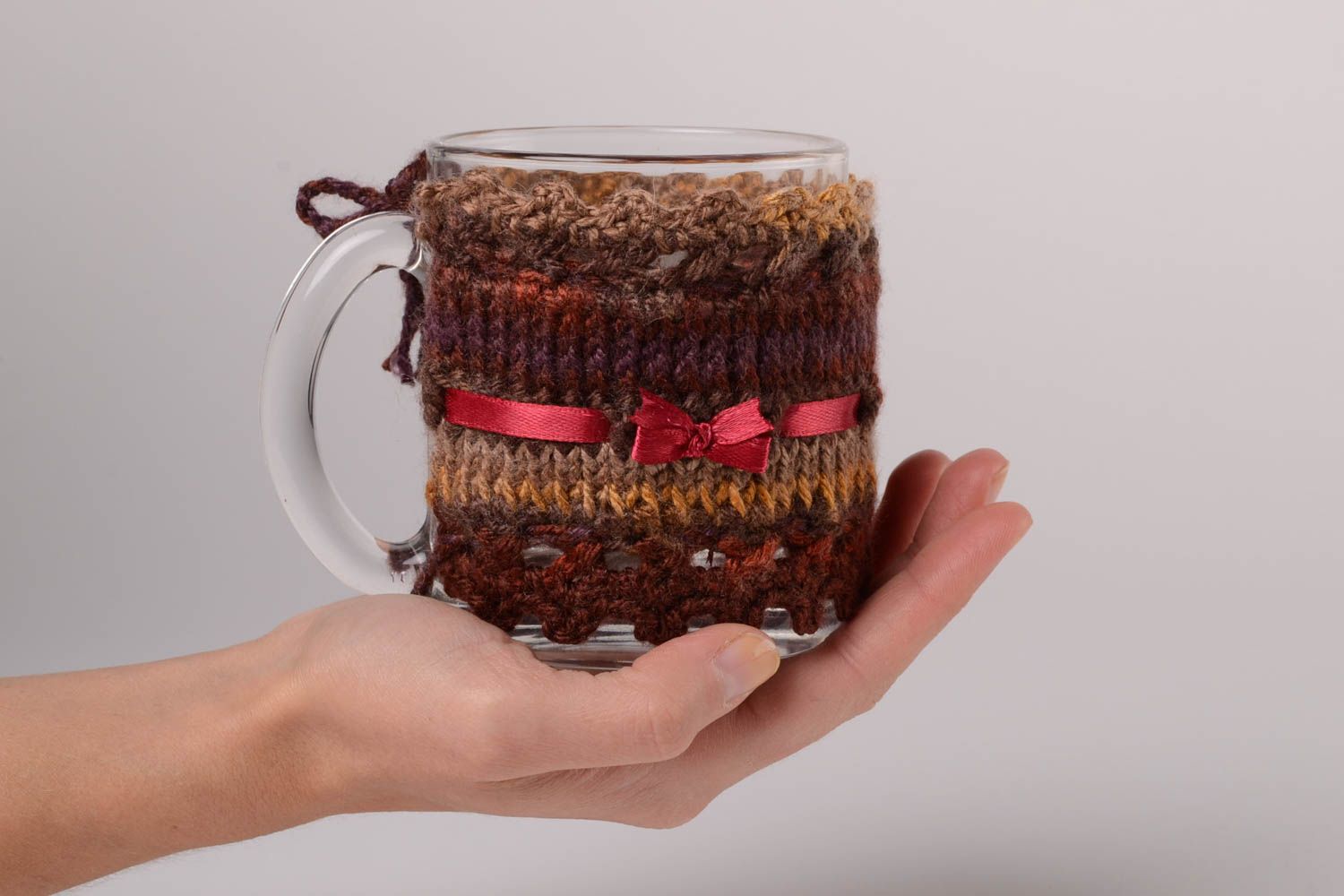 Couvre-tasse tricot fait main Pull pour mug cadeau original Noël crochet photo 2