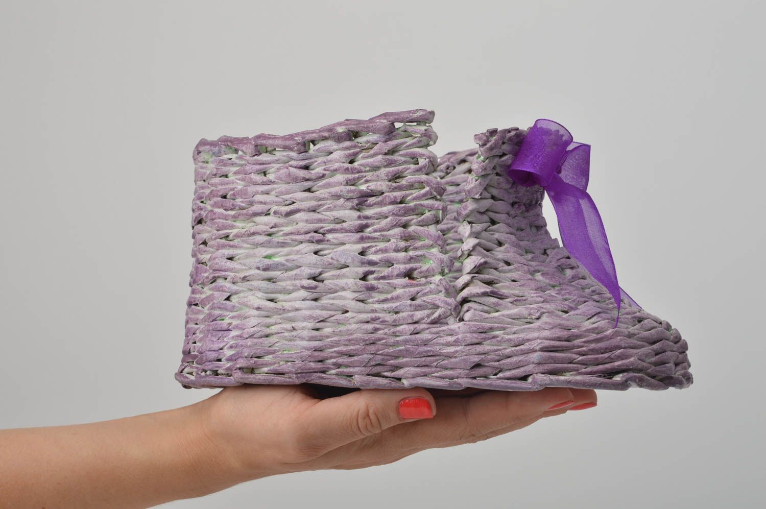 Плетеная корзина ручной работы подарочная корзина в виде башмака декор для дома фото 1