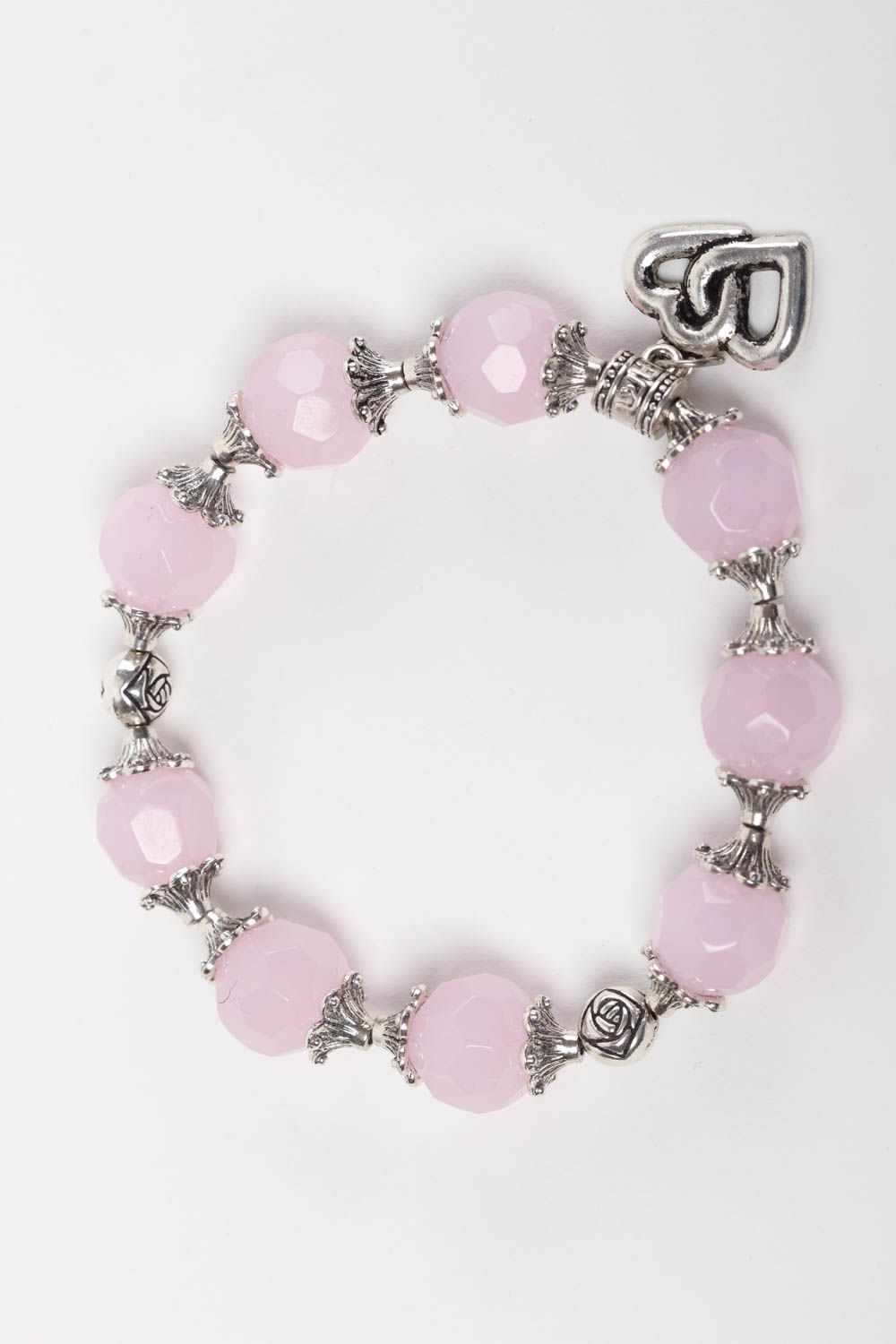 Handmade pink quartz stone bracelet fashion bracelet jewelry with natural stone photo 2