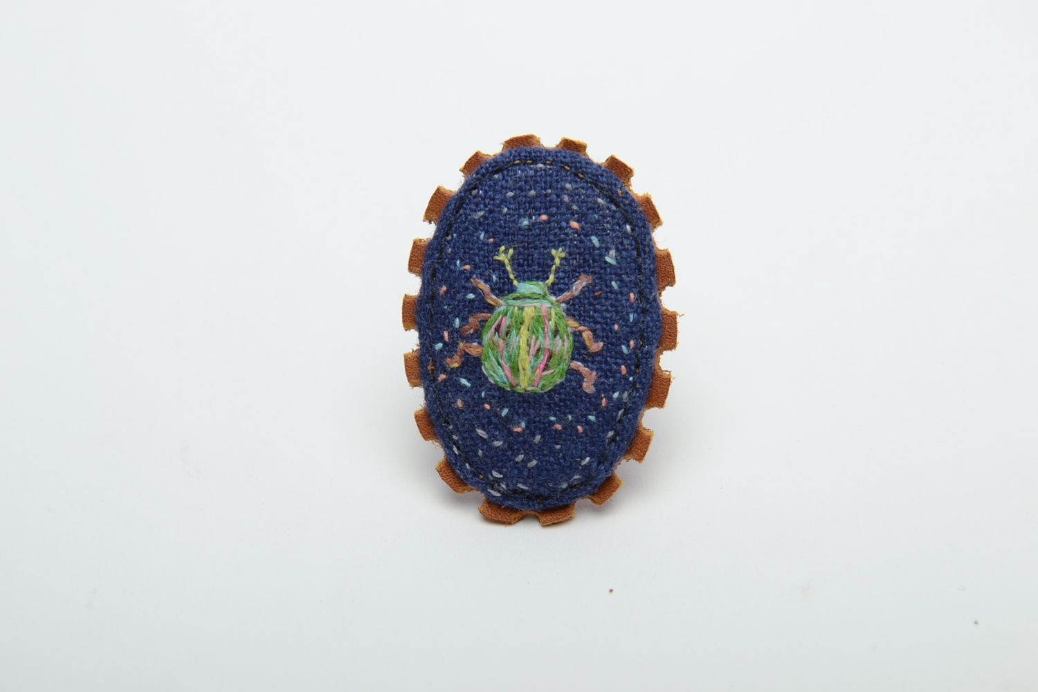 Handmade embroidered ring Beetle photo 2