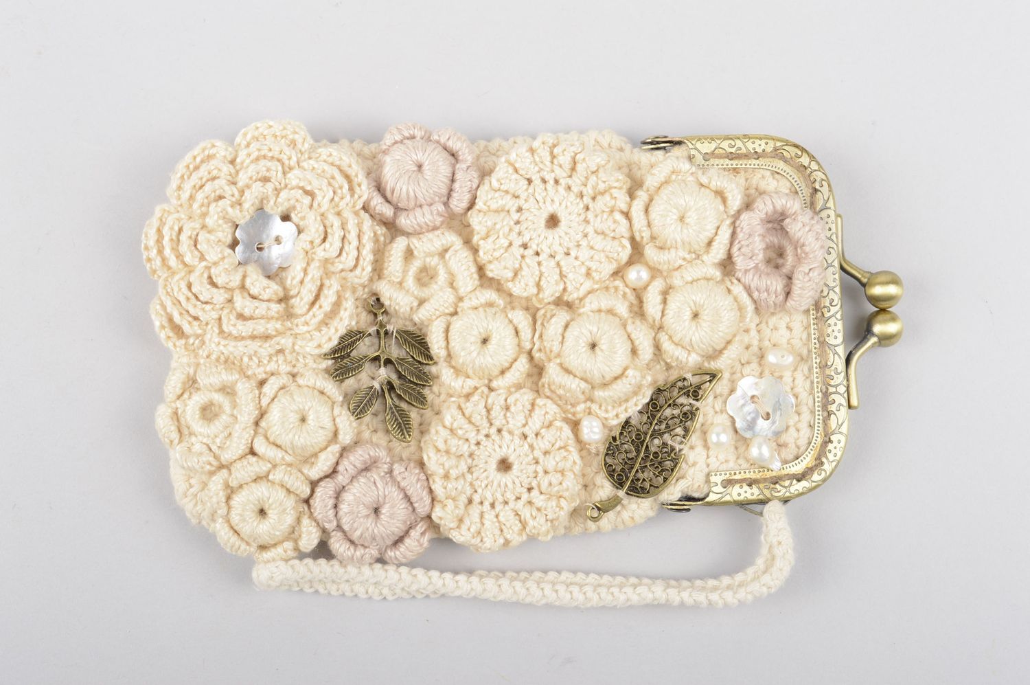 Étui portable fait main Accessoire portable Cadeau original fils coton crochet photo 4
