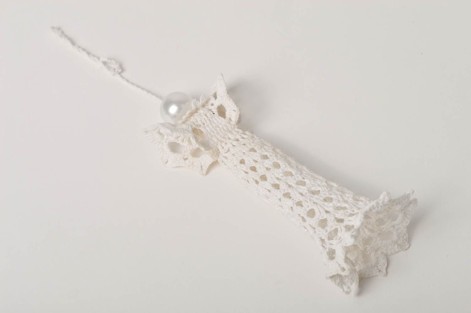 Handmade decorative pendant crocheted angel unusual Christmas accessory photo 2