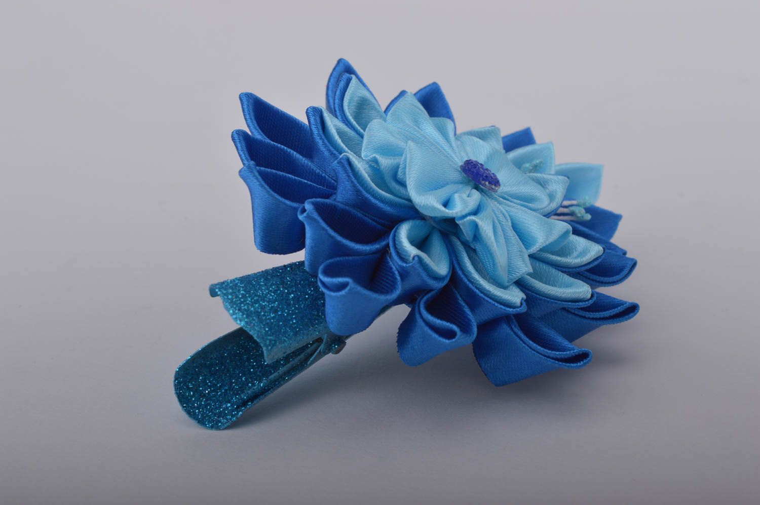 Handmade blaue Haarspange Blume Mädchen Haarschmuck Accessoire für Kinder foto 4