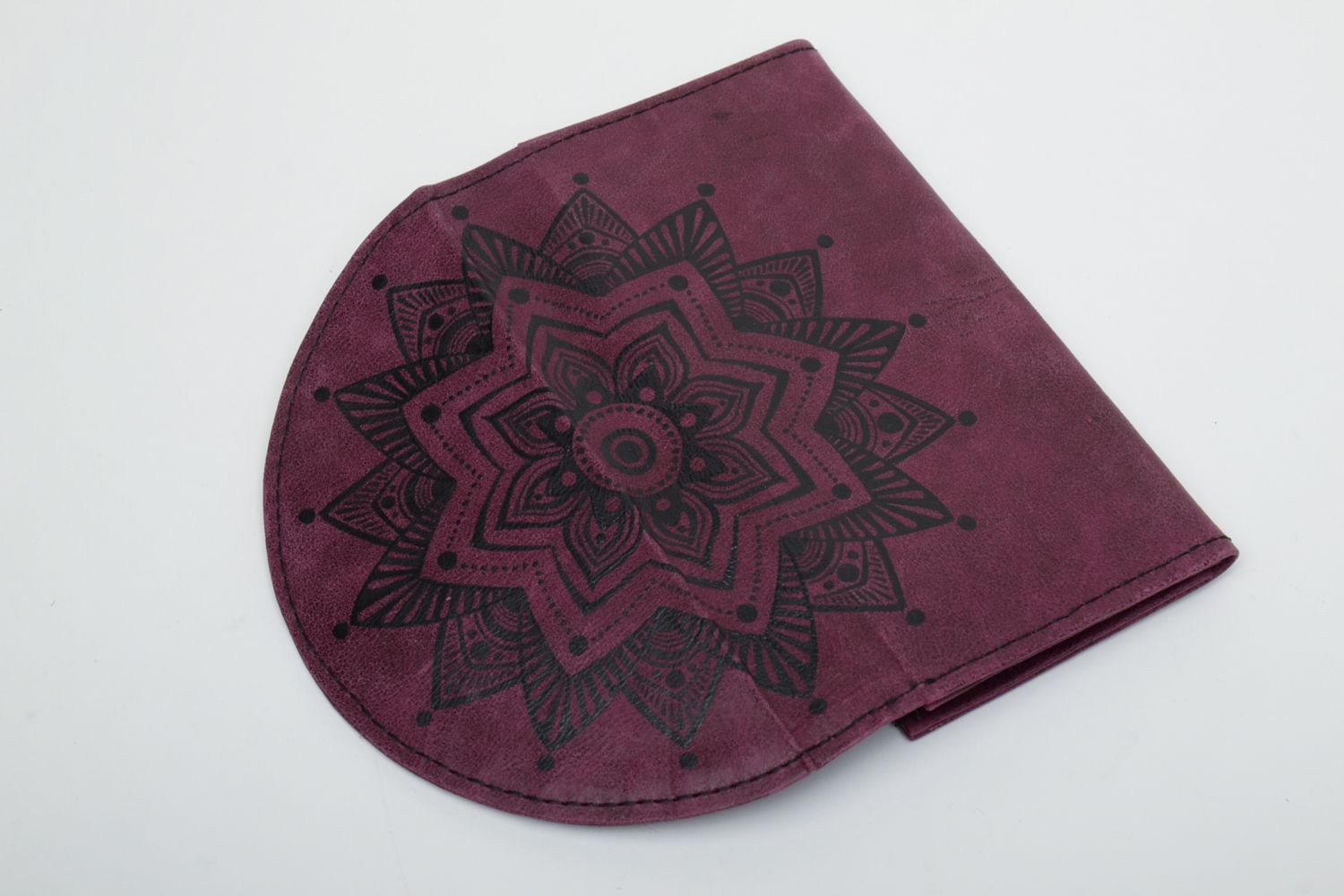Leather wallet with mandala for women photo 4