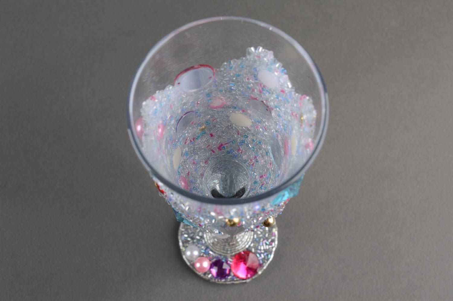 Verres à pied Vaisselle déco fait main en verre avec cristaux Cadeau original photo 5