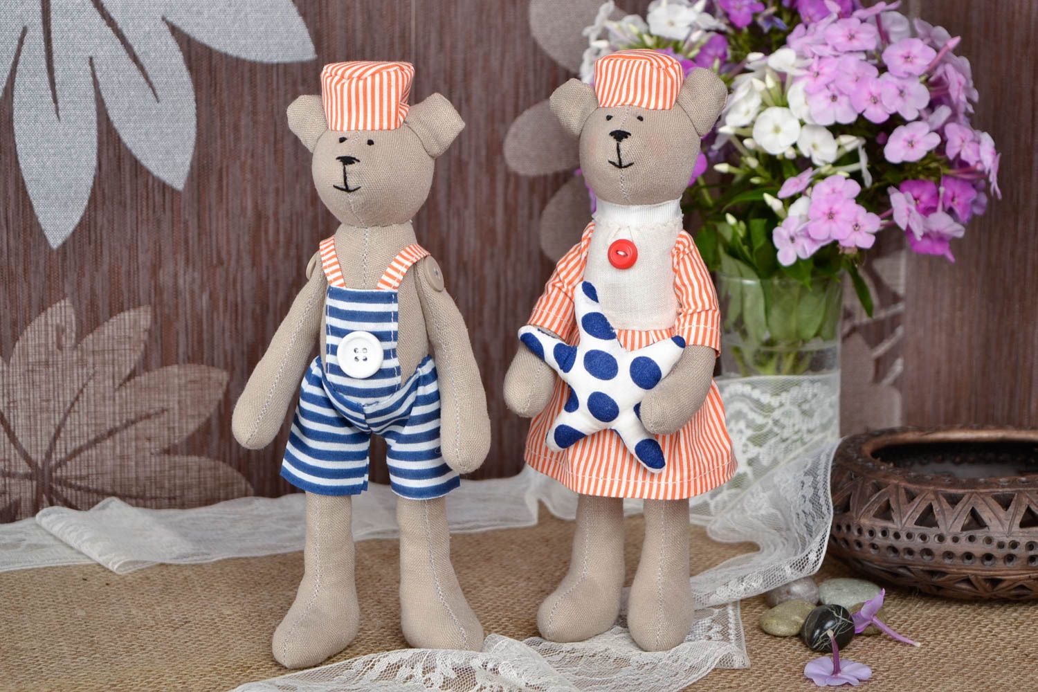 Kuscheltiere Bären handmade Haus Dekor Geschenk für Kinder 2 Stück ungewöhnlich foto 1