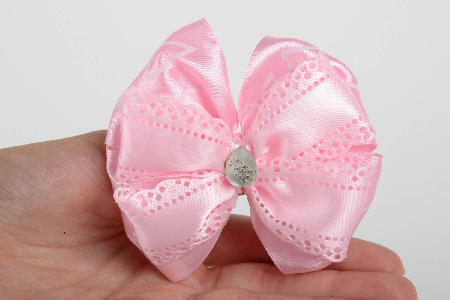 Handmade satin ribbon bow hair clip for children hair bow for kids gifts for her photo 5