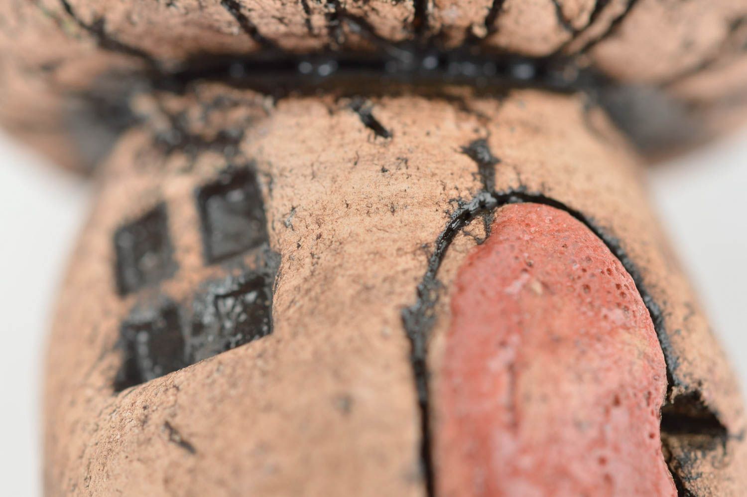 Фигурка из глины в виде домика гриба ручной работы красивая авторская с росписью фото 5