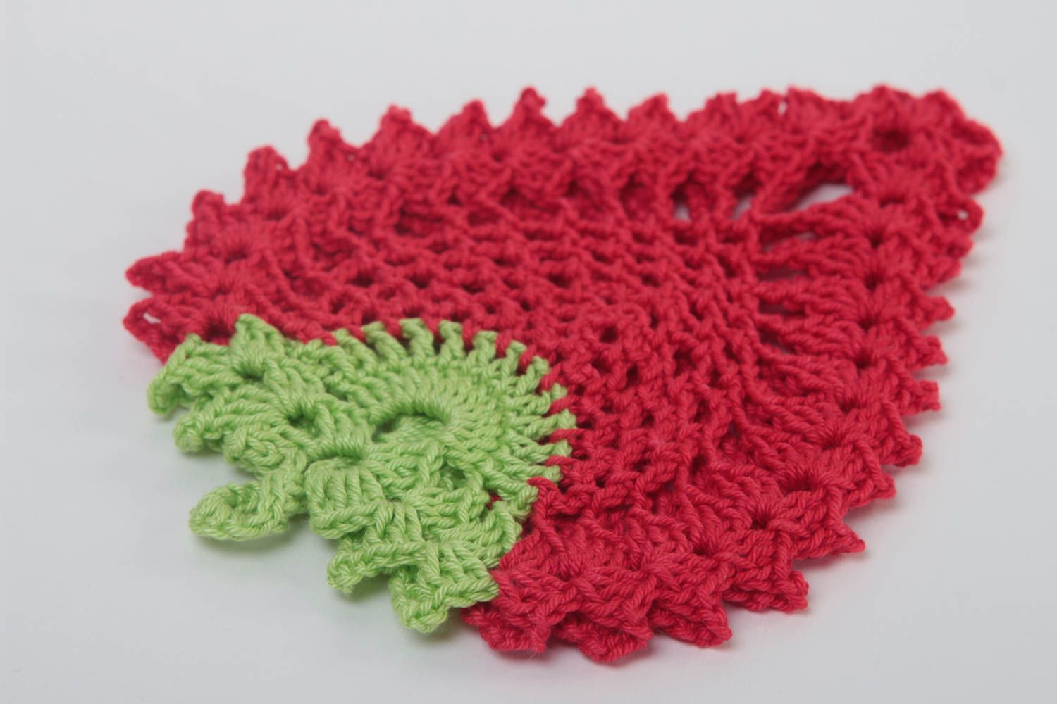 Manique au crochet faite main Textile de cuisine fraise rouge Accessoire cuisine photo 4