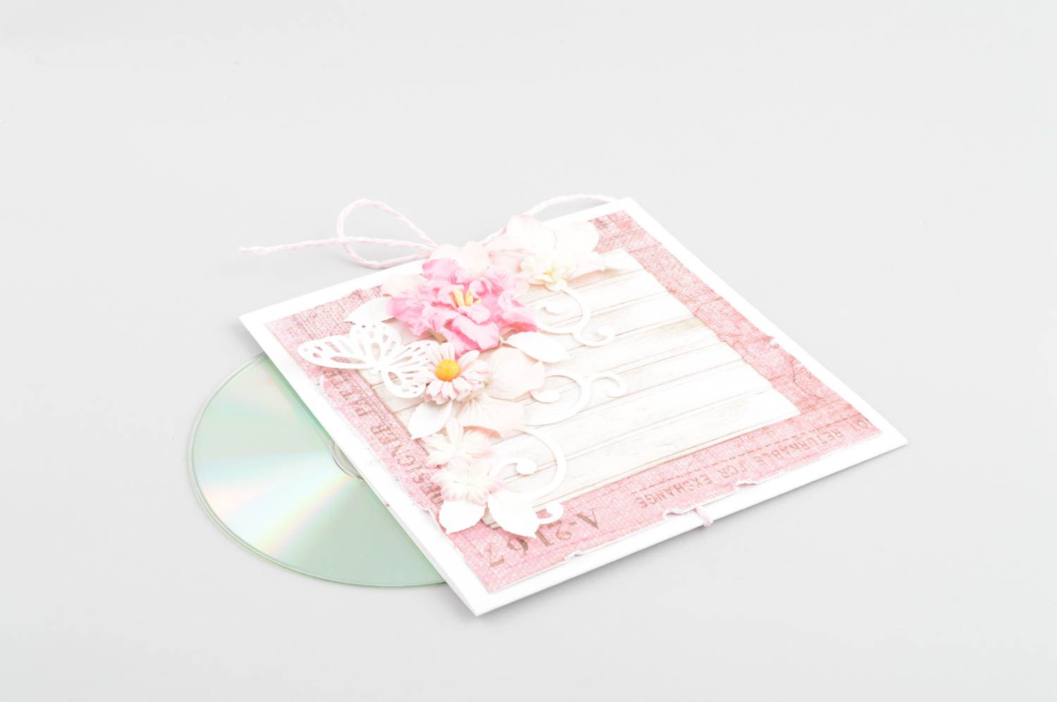 Enveloppe cd dvd fait main Etui pour cd Cadeau original papier fleurs design photo 3