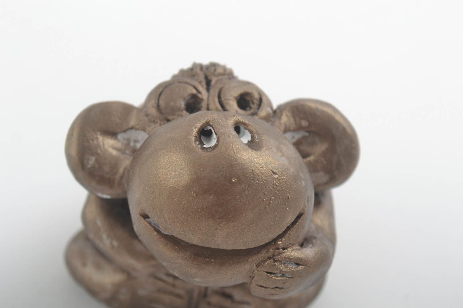 Статуэтка обезьяна сувенир ручной работы декоративная фигурка сувенир из глины фото 4