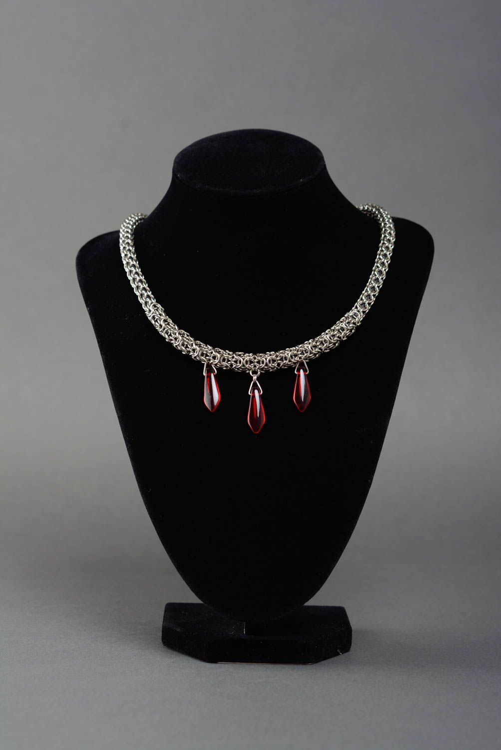 Ensemble de collier et boucles d'oreilles en métal perles fantaisie faits main photo 3