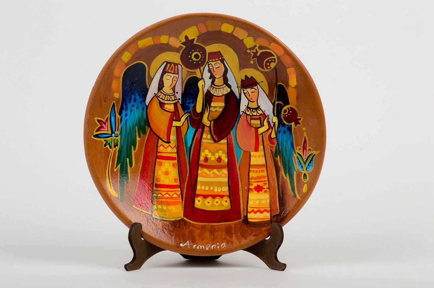 Plato de cerámica étnico hecho a mano decoración de pared regalo original foto 1