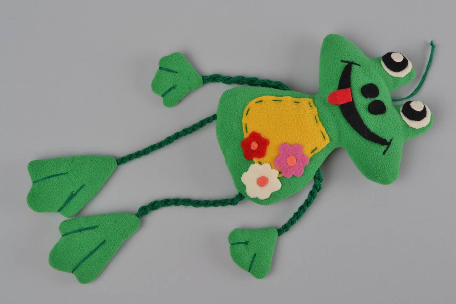 Мягкая игрушка лягушонок из ткани ручной работы оригинальная смешная детская фото 3