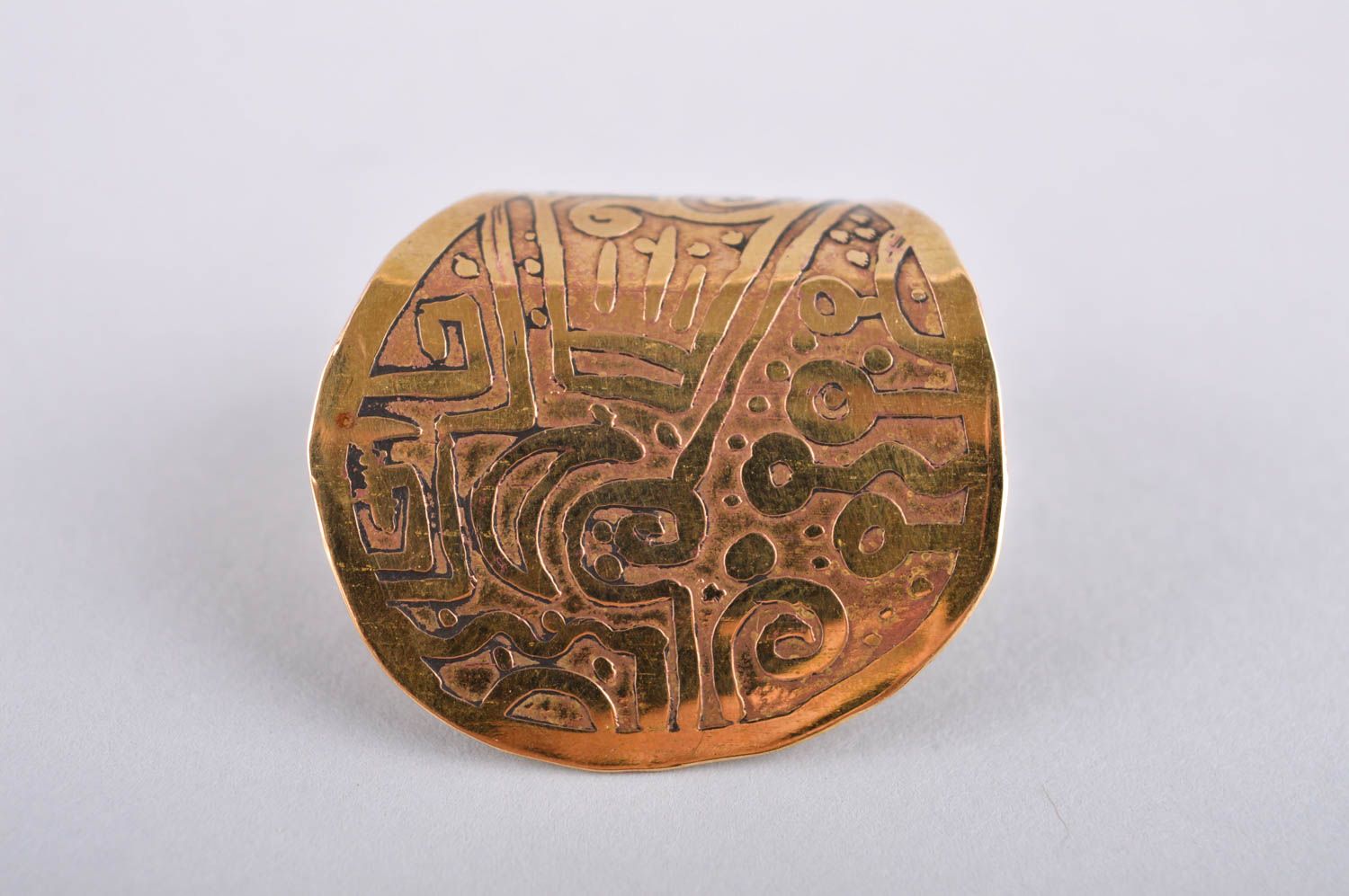 Кольцо ручной работы кольцо из латуни большое с узорами металлическое украшение фото 3