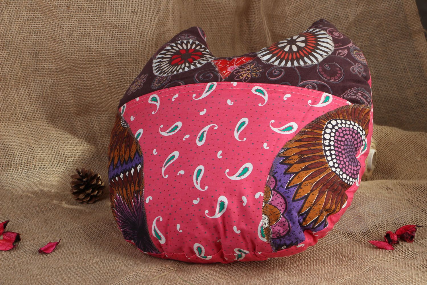 Homemade bright cushion Pink Owl photo 5