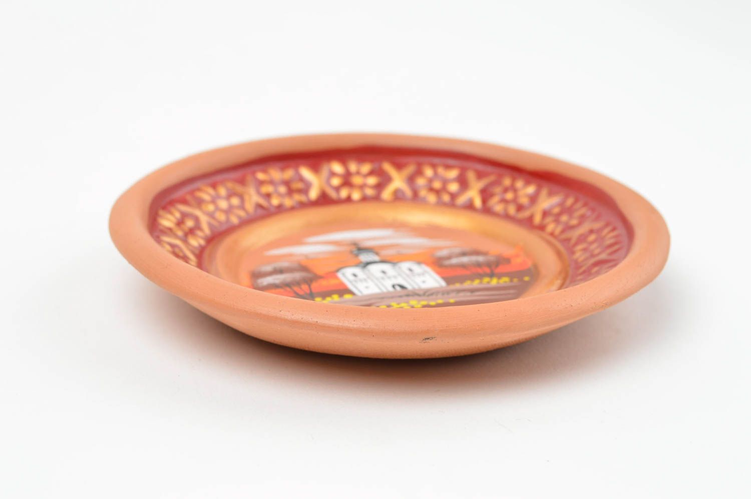 Декоративная тарелка ручной работы с росписью красками красивая настенная фото 3