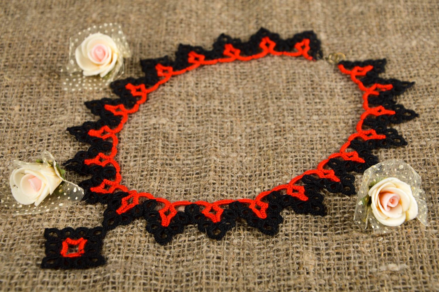Collar de hilos artesanal bordado accesorio para mujeres regalo original foto 1