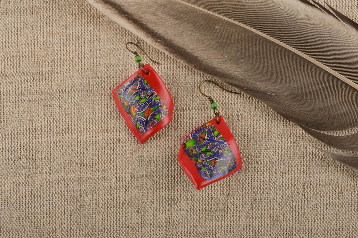 Small ceramic earrings jewelry made of polymer clay handmade stylish earrings photo 1