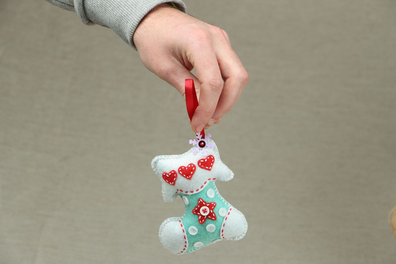Brinquedo para Árvore de Natal feito à mão Sapatinho de turquesa  foto 4