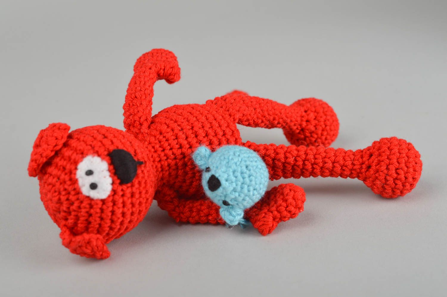 Crocheted cat toy handmade cat toy kids soft toy crocheted small toy children gifts  photo 5