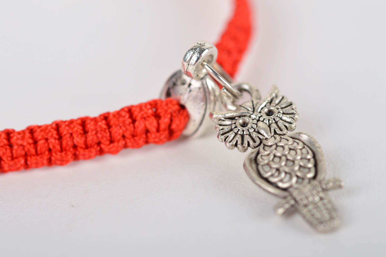 Красный браслет ручной работы браслет с подвеской совой модная бижутерия фото 4