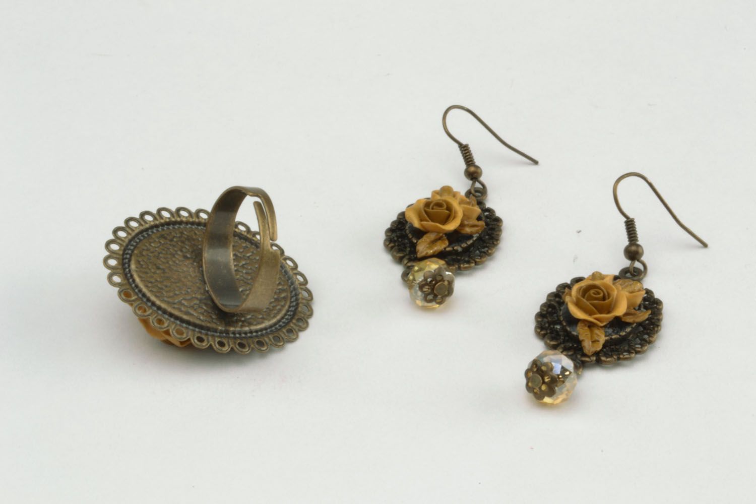 Homemade ring and earrings in vintage style photo 5