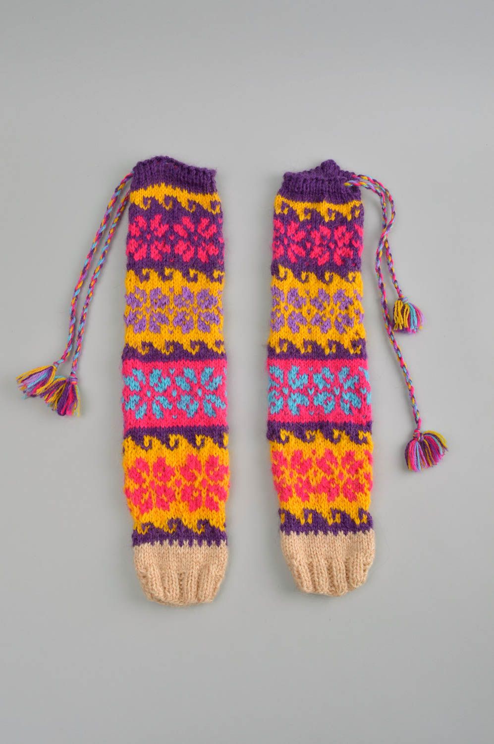 Handmade designer bright socks unusual female socks beautiful woolen socks photo 2