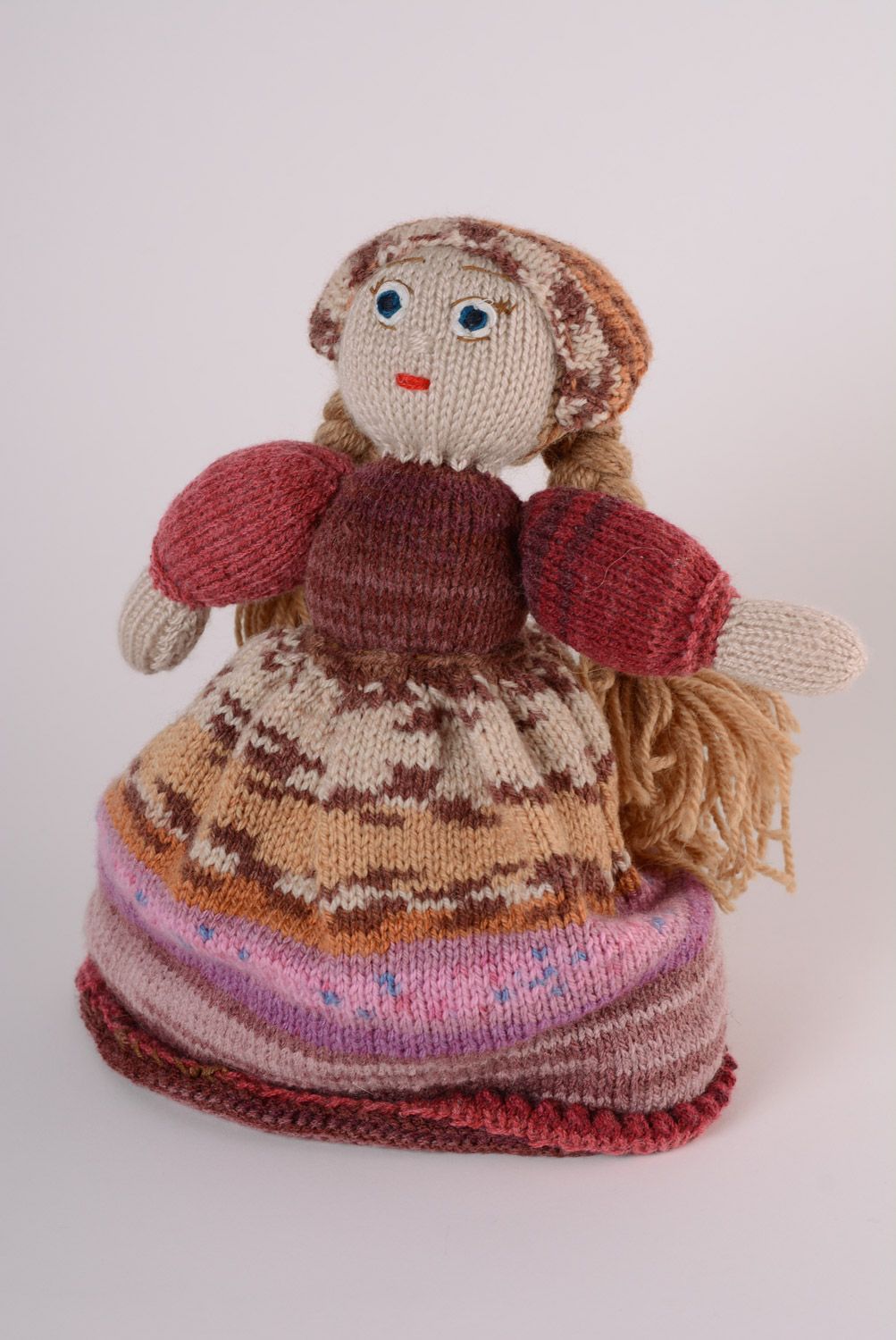 Unusual small handmade knitted doll photo 3