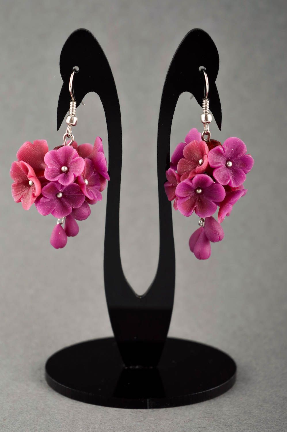 Flower earrings handmade plastic earrings polymer clay accessories for women photo 1