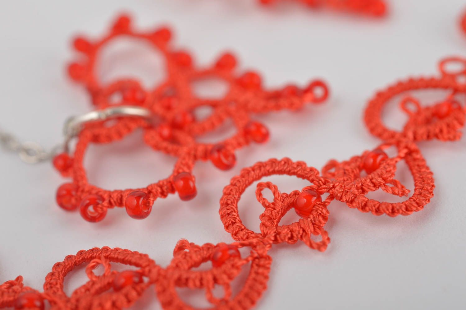 Handmade Schmuck Set in Rot Damen Armband Spitze Ohrringe Accessoires für Frauen foto 3