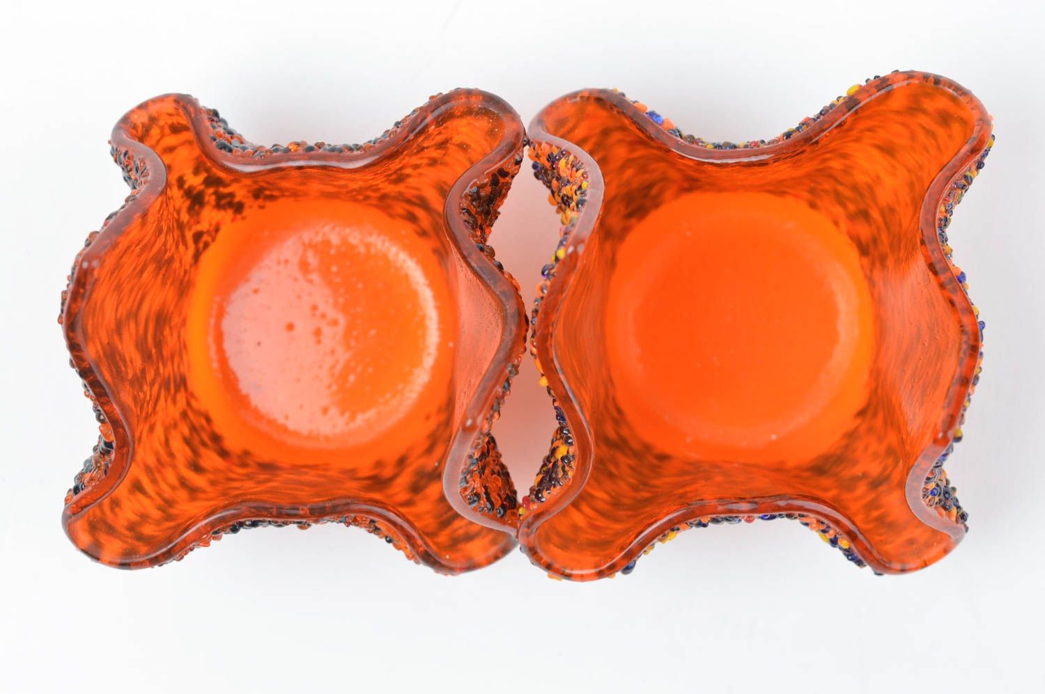 Bougeoirs en verre faits main Bougeoirs design 2 pièces orange Déco maison photo 4