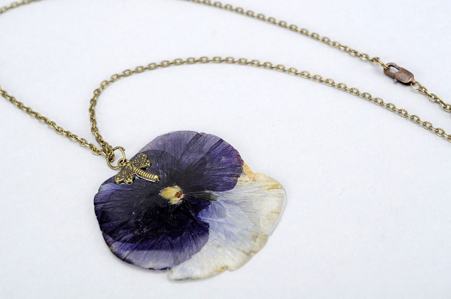Pendant made from natural flowers Pansies photo 2