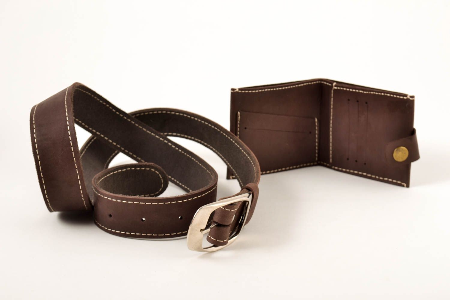 Cinturón de hombre y cartera de cuero artesanales accesorios de moda originales foto 5