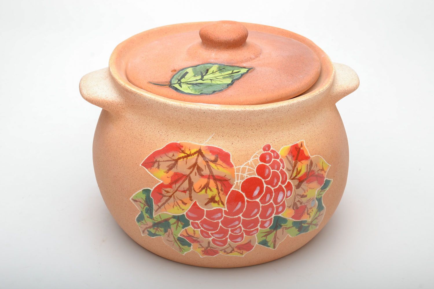Handmade clay pan with painting photo 3