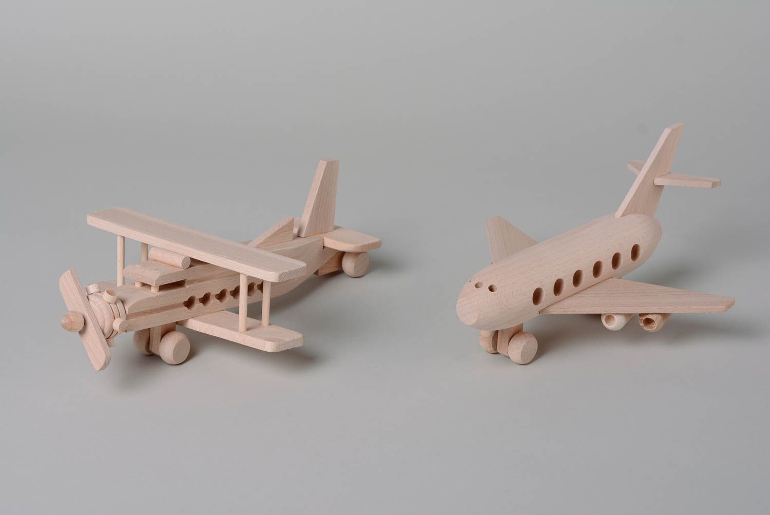 Set of handmade eco friendly wooden toys for boys planes and helicopters 4 items photo 2