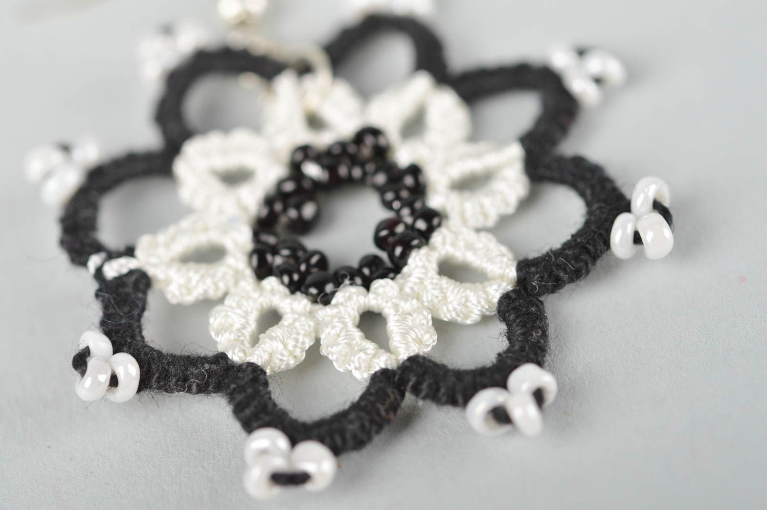 Handmade beaded earrings woven lace earrings textile jewelry designs gift ideas photo 4