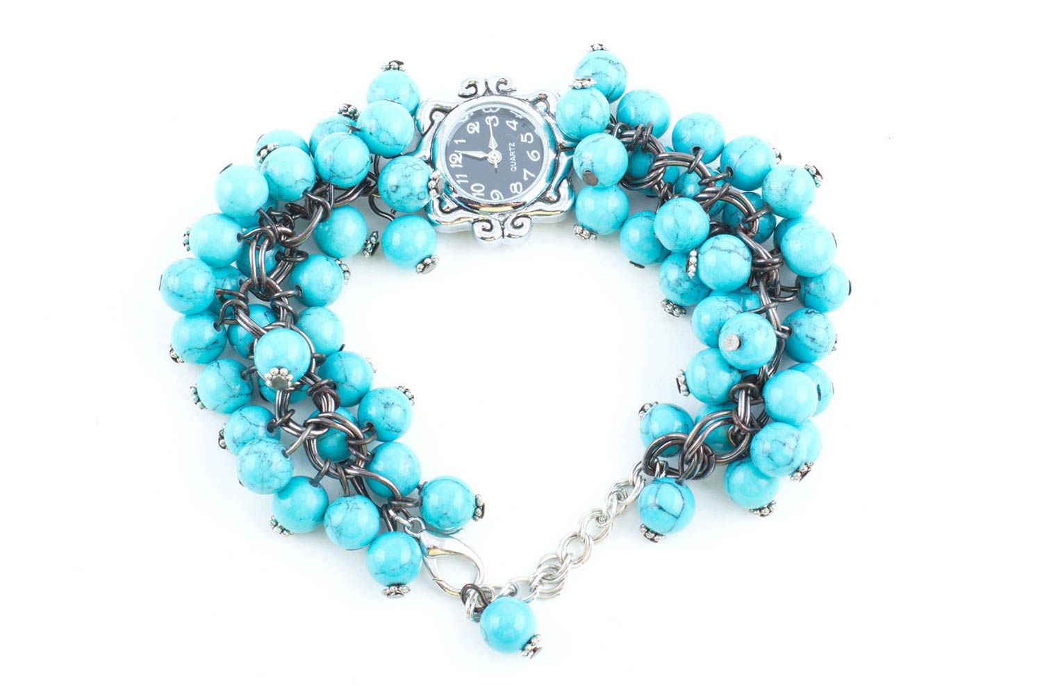 Montre quartz faite main Accessoire femme bracelet en turquoise Cadeau femme photo 2