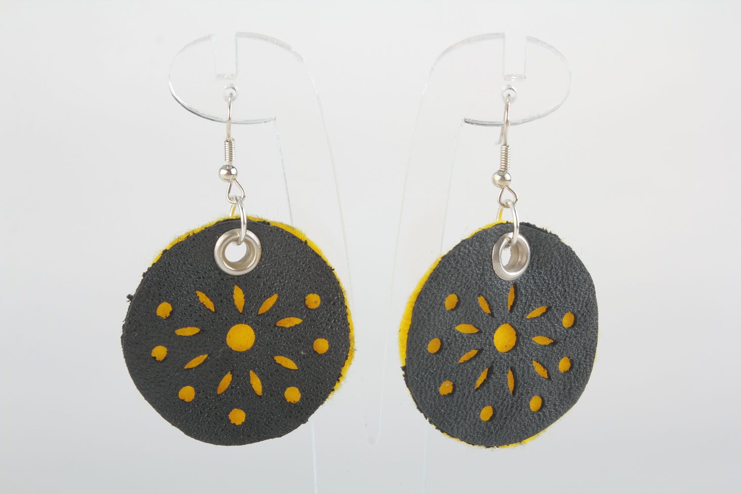 Women's earrings made of leather and felt photo 2