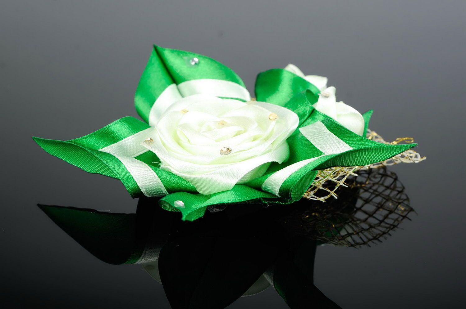 Flower made of satin ribbons photo 1