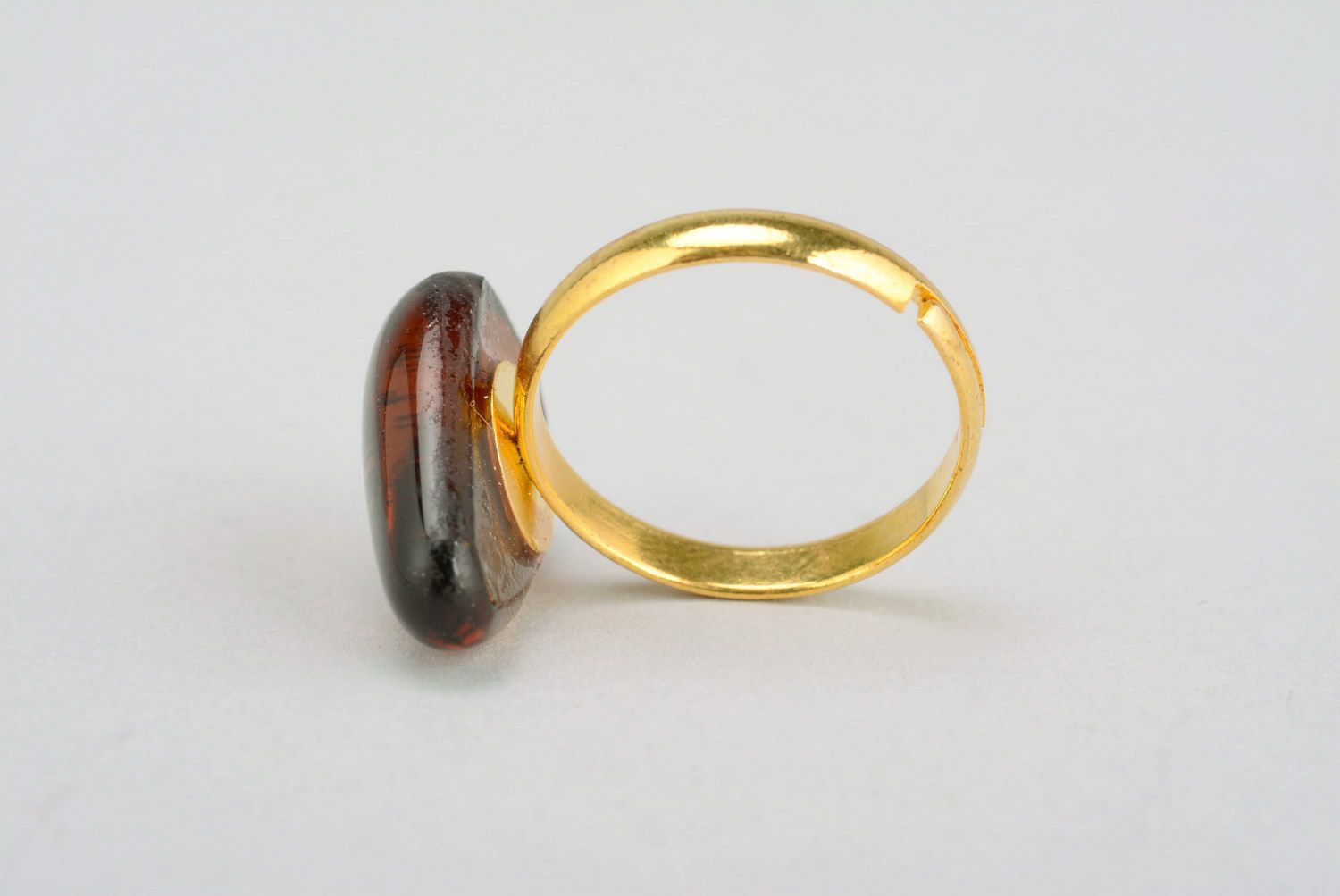 Ring made of fusing glass Golden Amber photo 4
