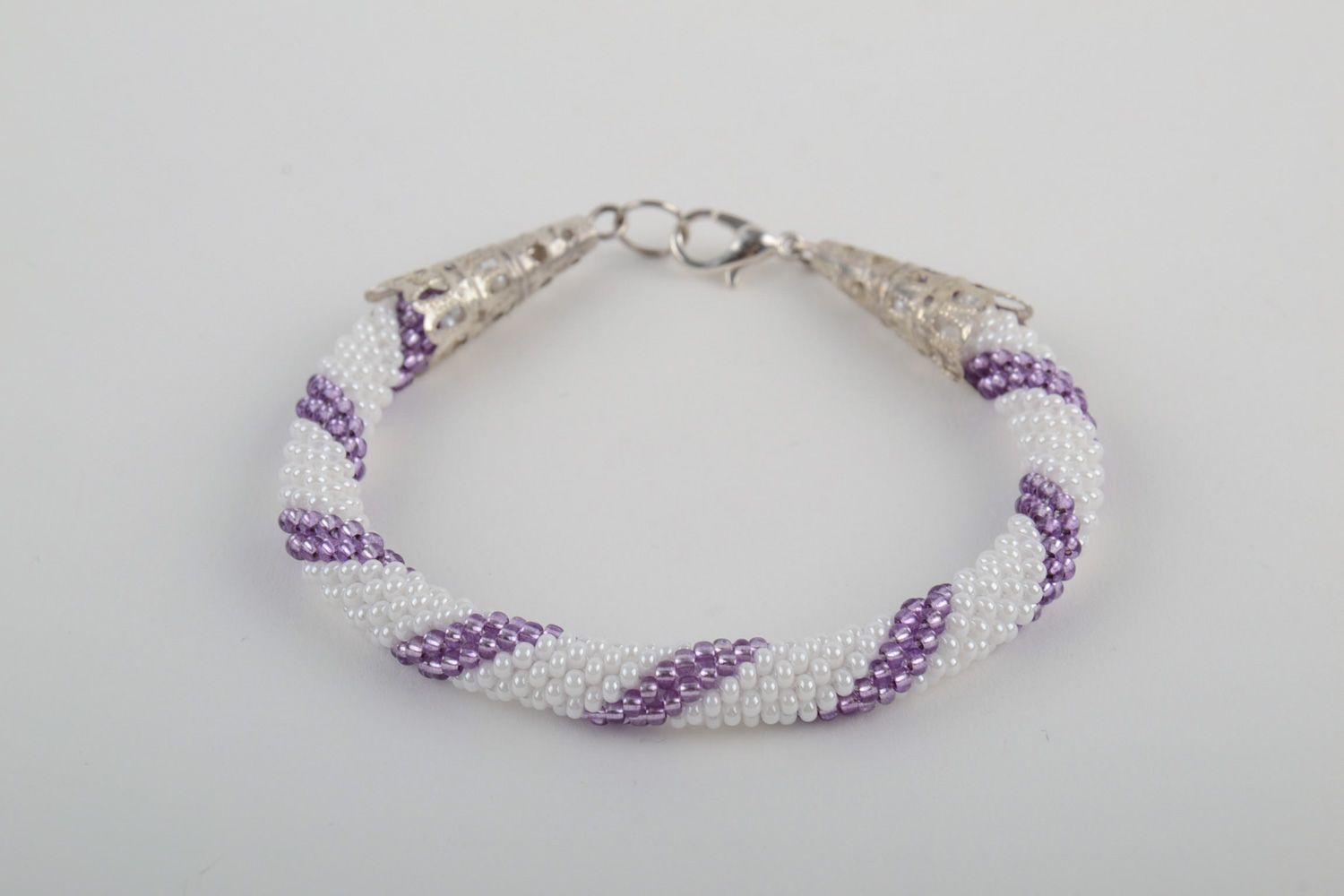 Bracelet crocheté de perles de rocaille tchèques spiral original fait main photo 4