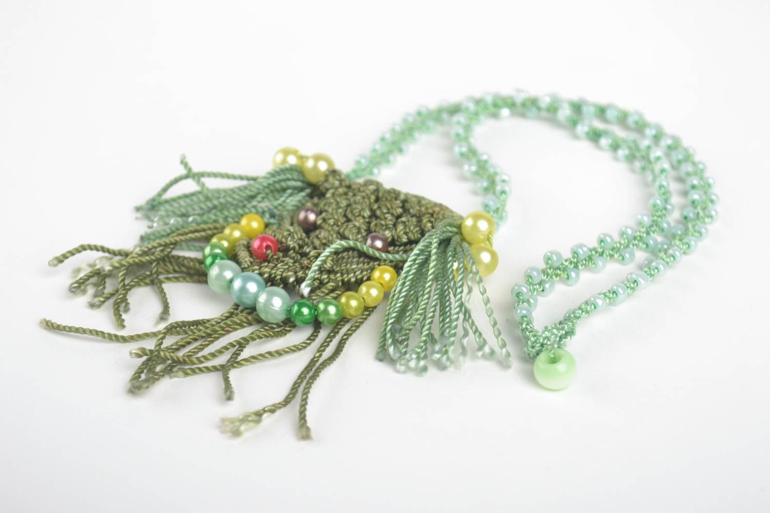 Green cute jewelry handmade textile pendant stylish beautiful pendant photo 4