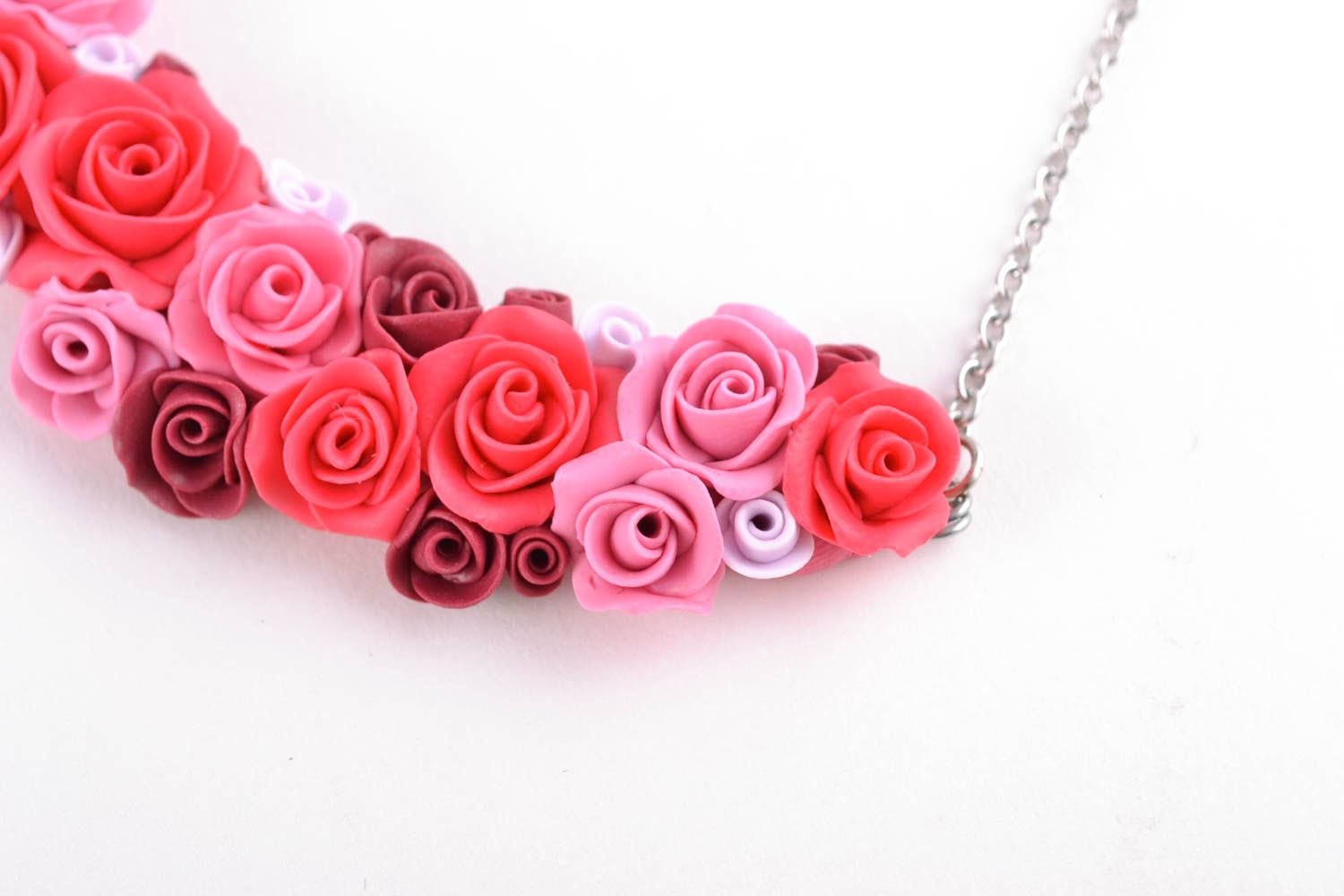 Polymer clay necklace Rose Buds photo 3
